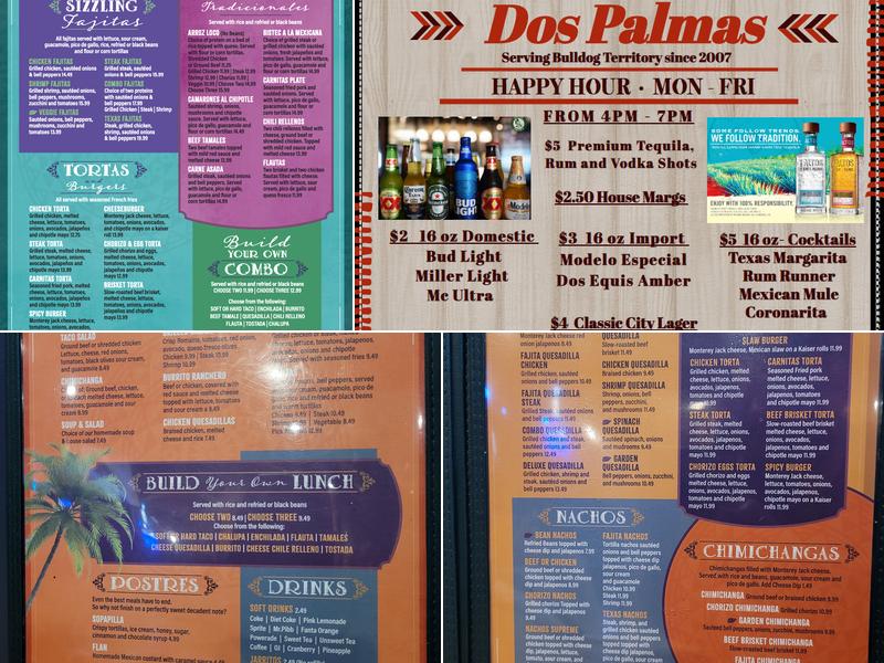 Dos Palmas Mexican Grill Menu