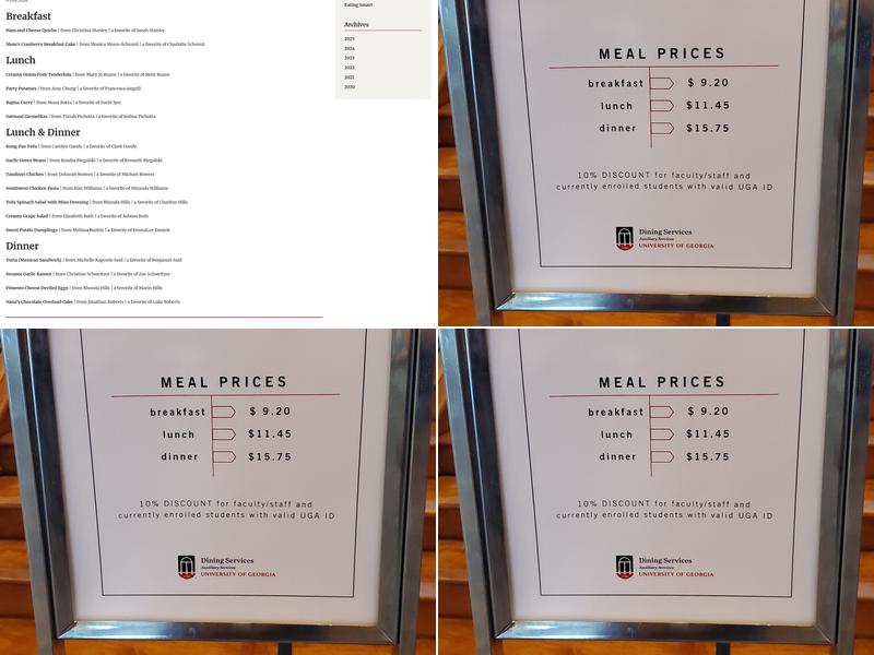 Snelling Dining Commons Menu