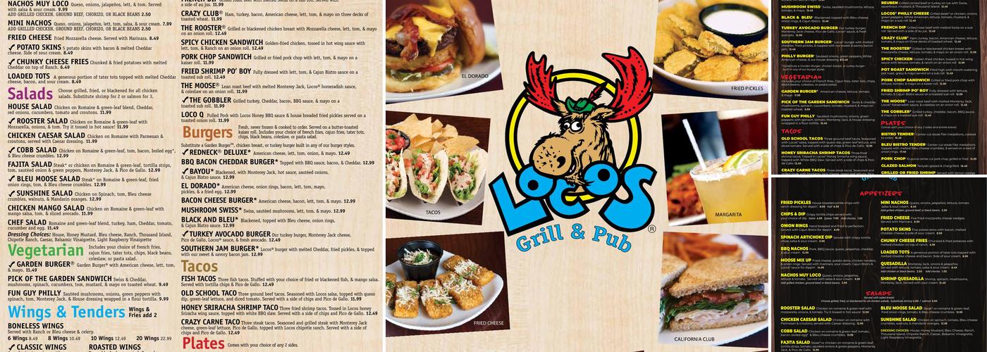 Locos Grill and Pub Menu