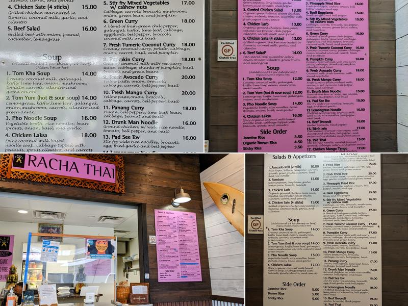 Racha Thai Menu