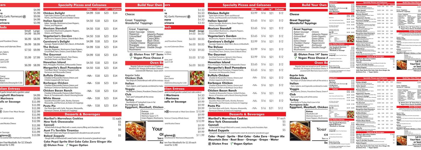 Napoli New York Pizza Italian Kitchen & Catering Menu