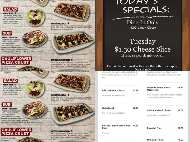 Johnny's New York Style Pizza Menu