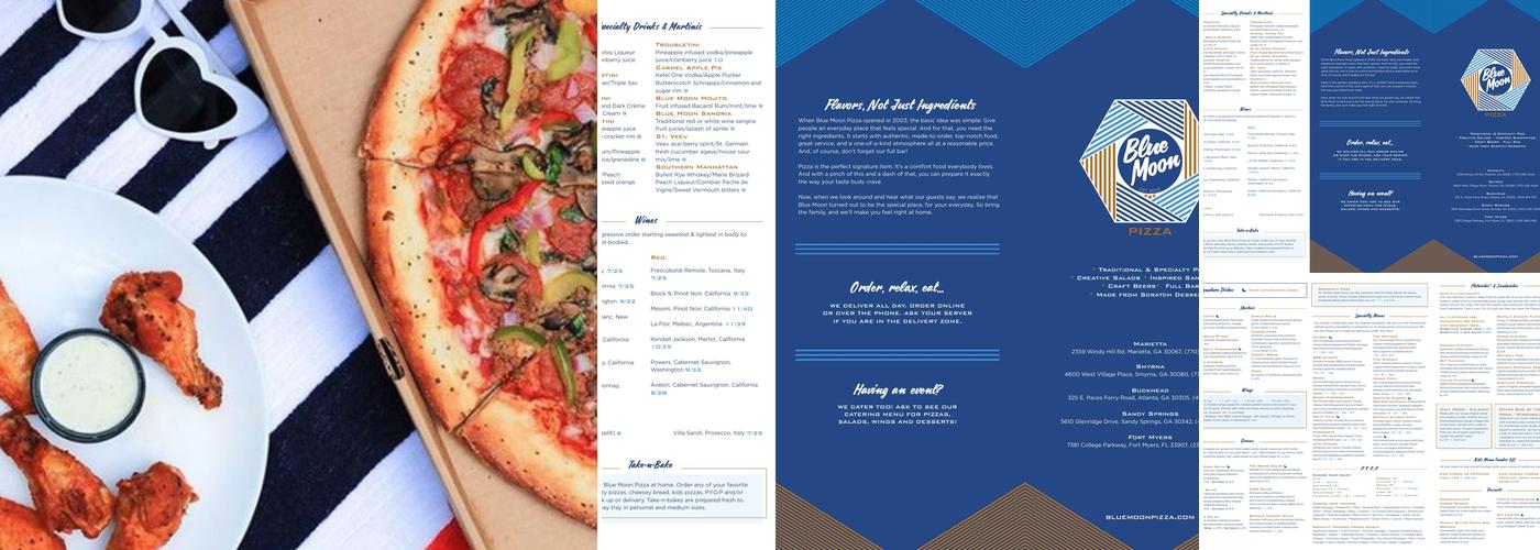 Blue Moon Pizza Menu