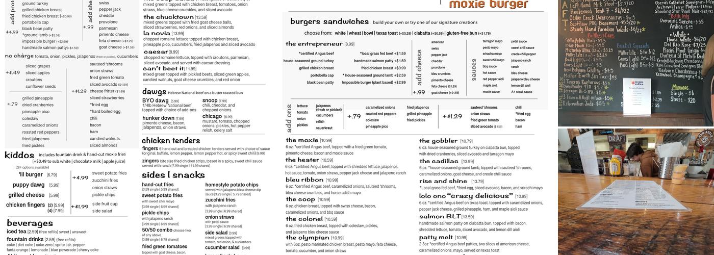 Moxie Burger Menu