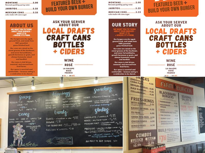 Farm Burger Dunwoody Menu