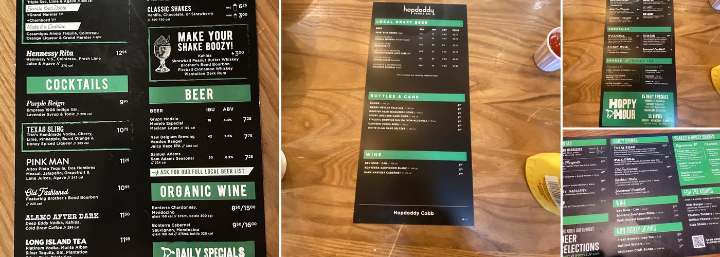 Hopdoddy Burger Bar Menu