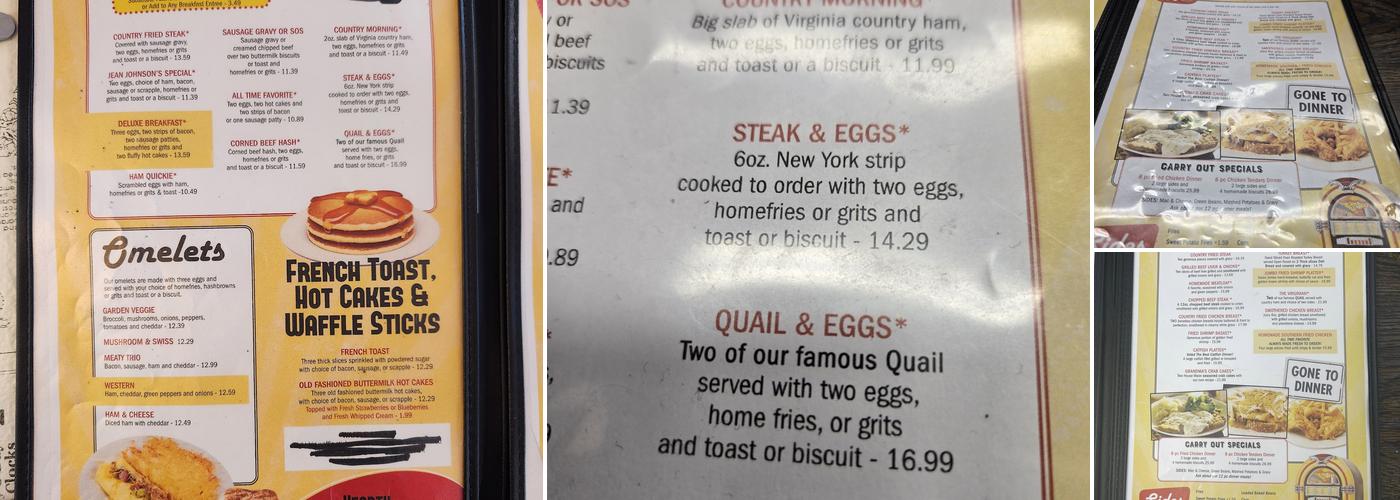 Horne's Menu