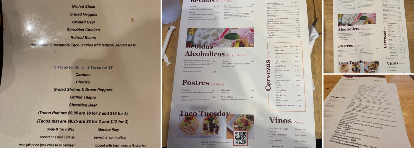 Soup and Taco Menu
