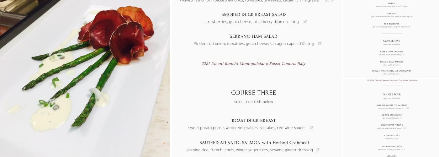 Cork and Table Menu