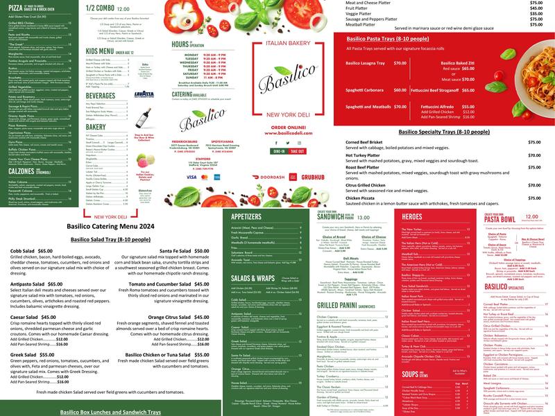 Basilico New York Deli Menu