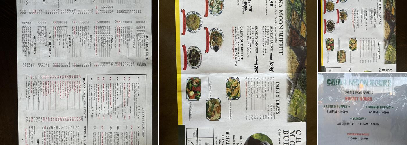 China Moon Buffet Menu
