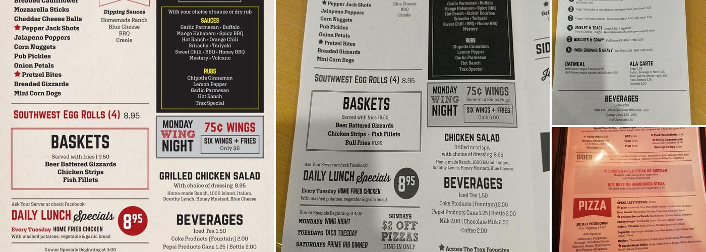 Across The Trax Menu