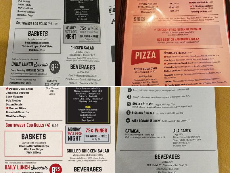 Across The Trax Menu