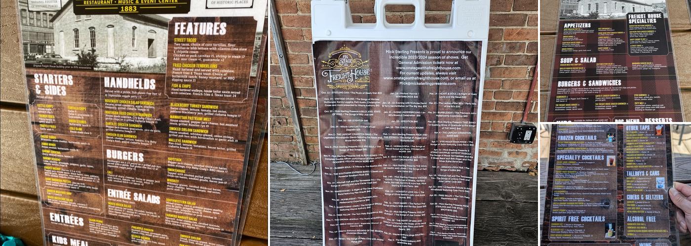 Freight House Menu