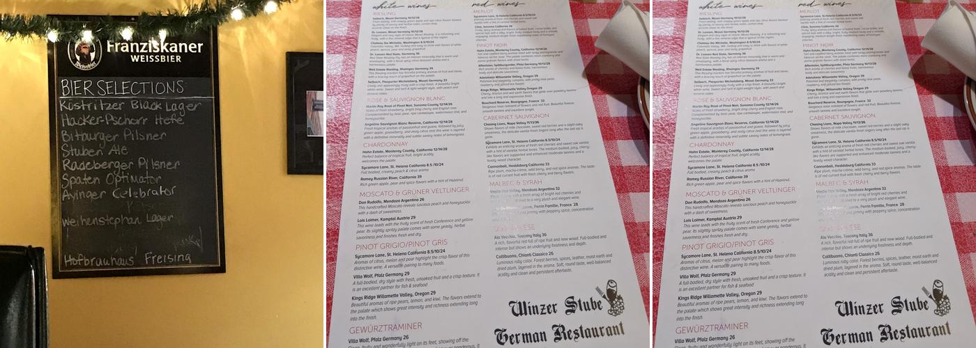 Winzer Stube Menu
