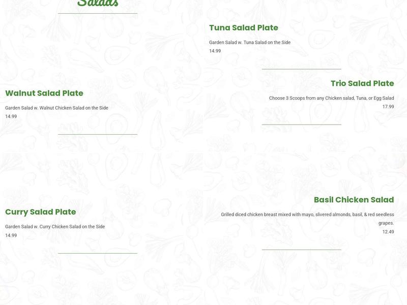 Cafe at Pharr Menu