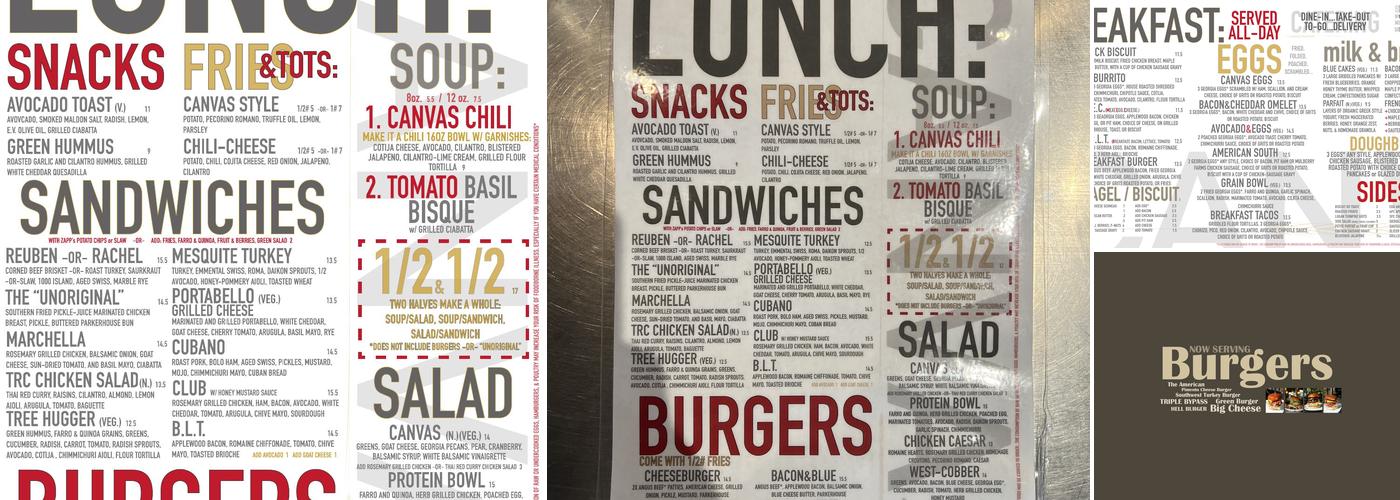 CANVAS café & bakery Menu