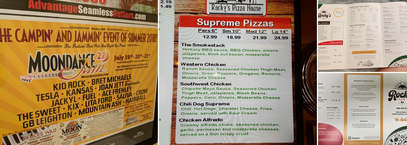 Rocky's Pizza House Menu