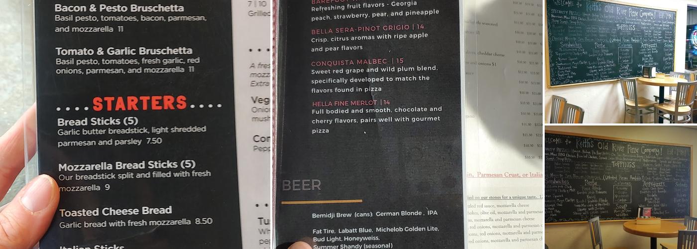 Keith's Pizza Menu