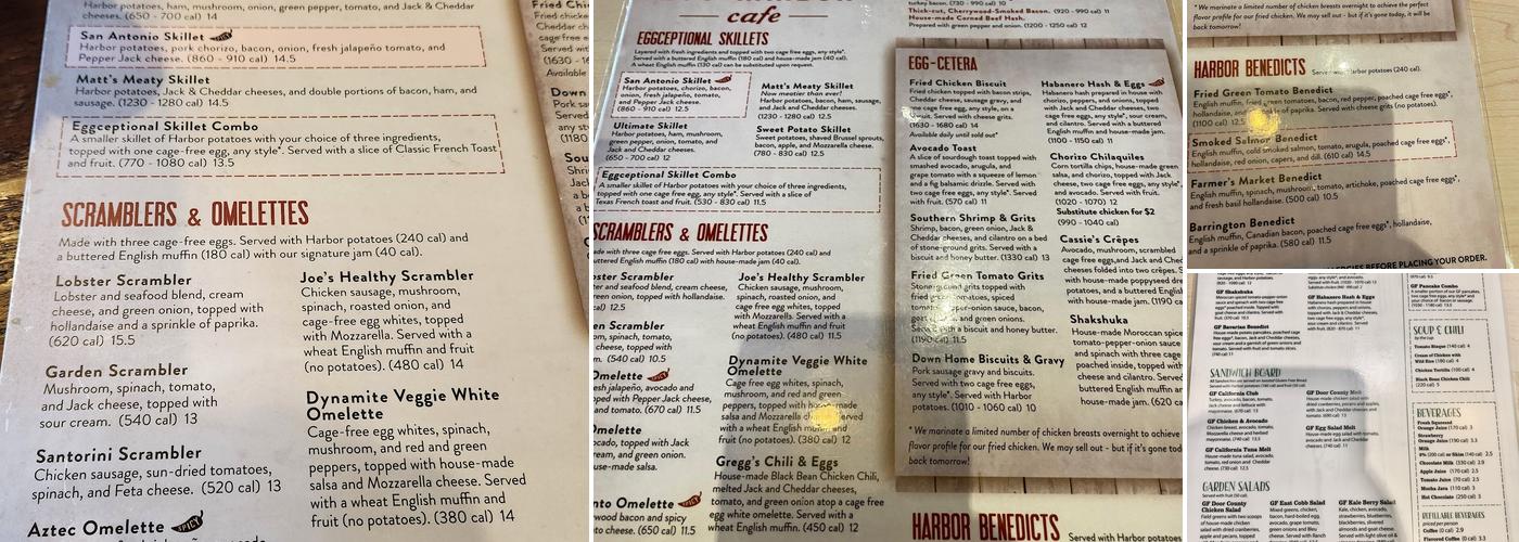 Egg Harbor Cafe Menu