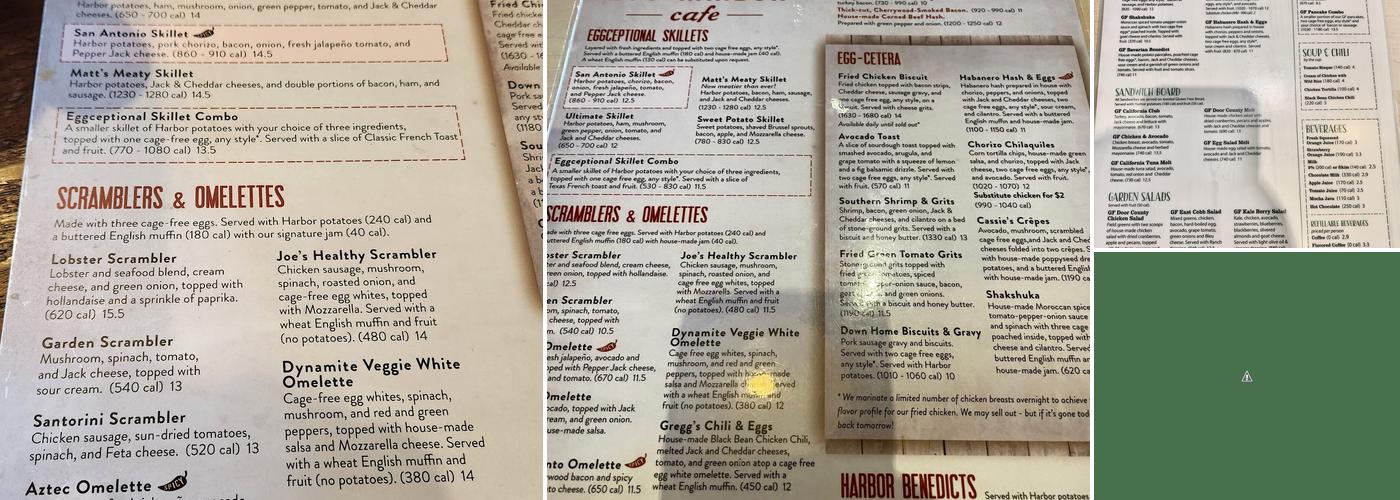 Egg Harbor Cafe Menu