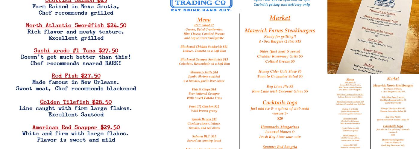 Hammocks Trading Company Menu