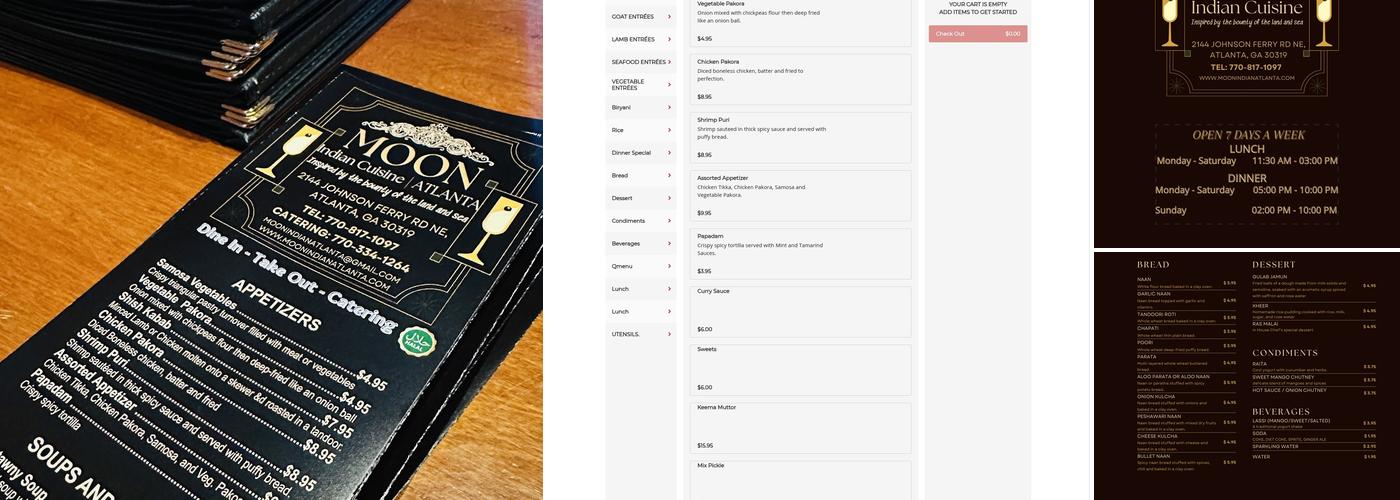 Moon Indian Cuisine | Atlanta Menu