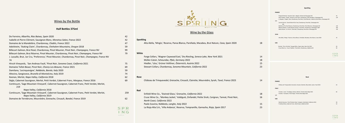 Spring Restaurant Menu