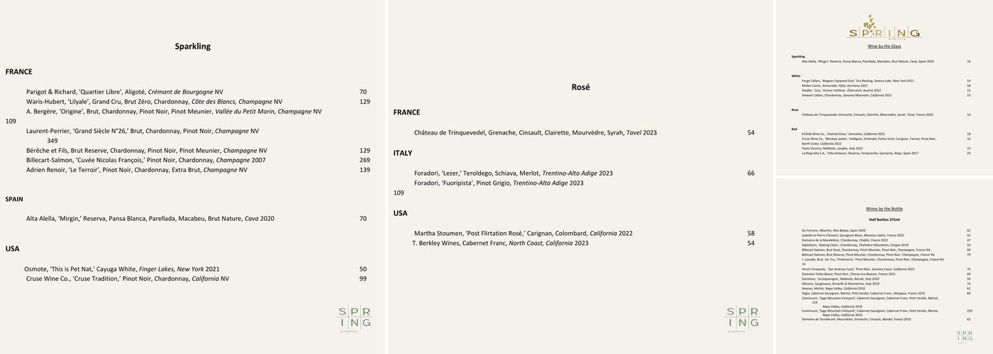 Spring Restaurant Menu