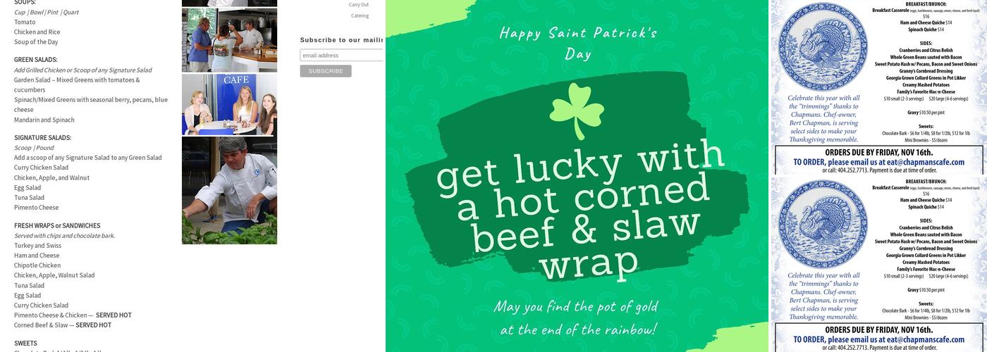 Chapmans Cafe and Catering Menu