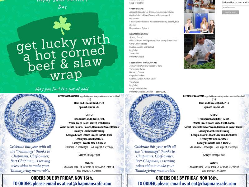 Chapmans Cafe and Catering Menu