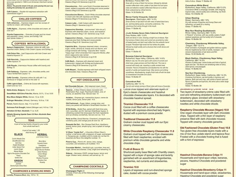 Café Intermezzo - Dunwoody Menu