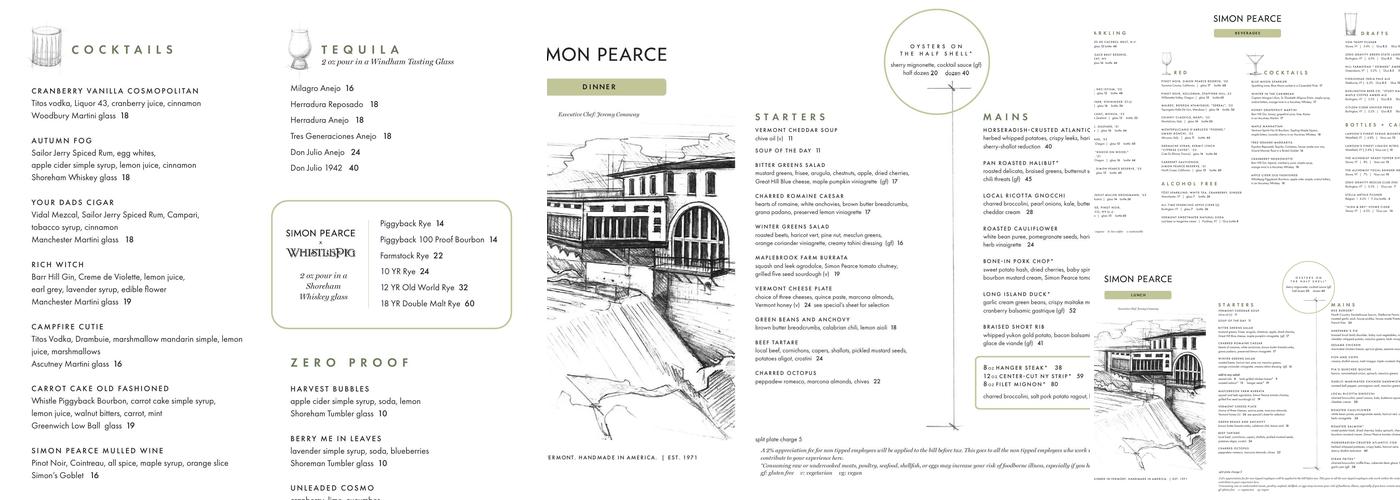 Simon Pearce Menu