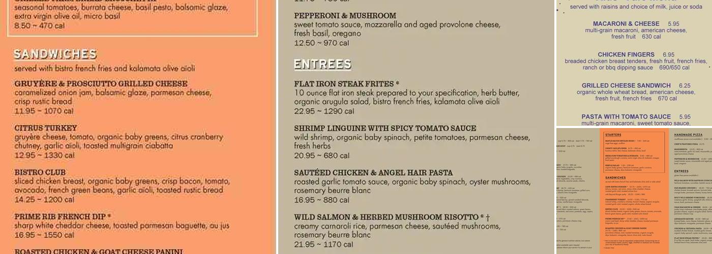 Cafe Bistro Menu