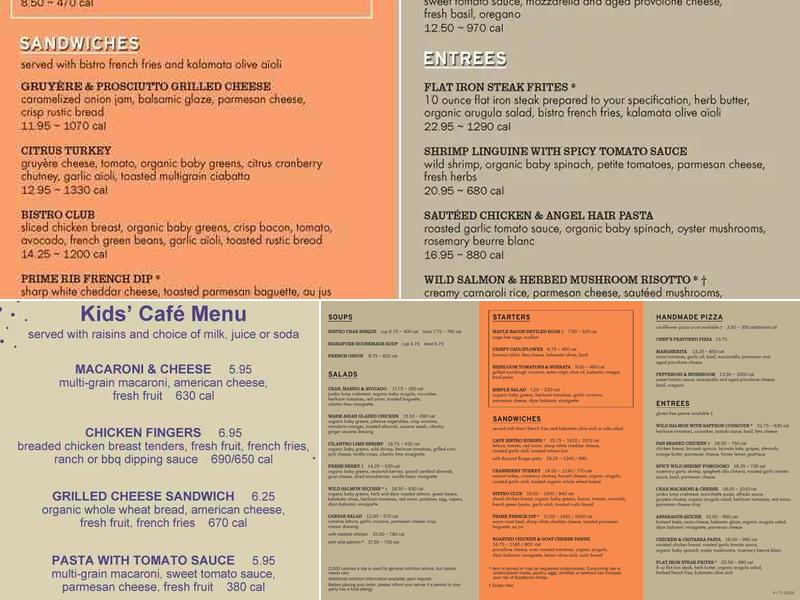 Cafe Bistro Menu