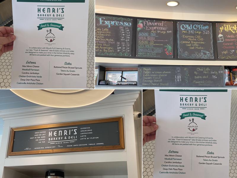 Henri's Bakery & Deli Menu