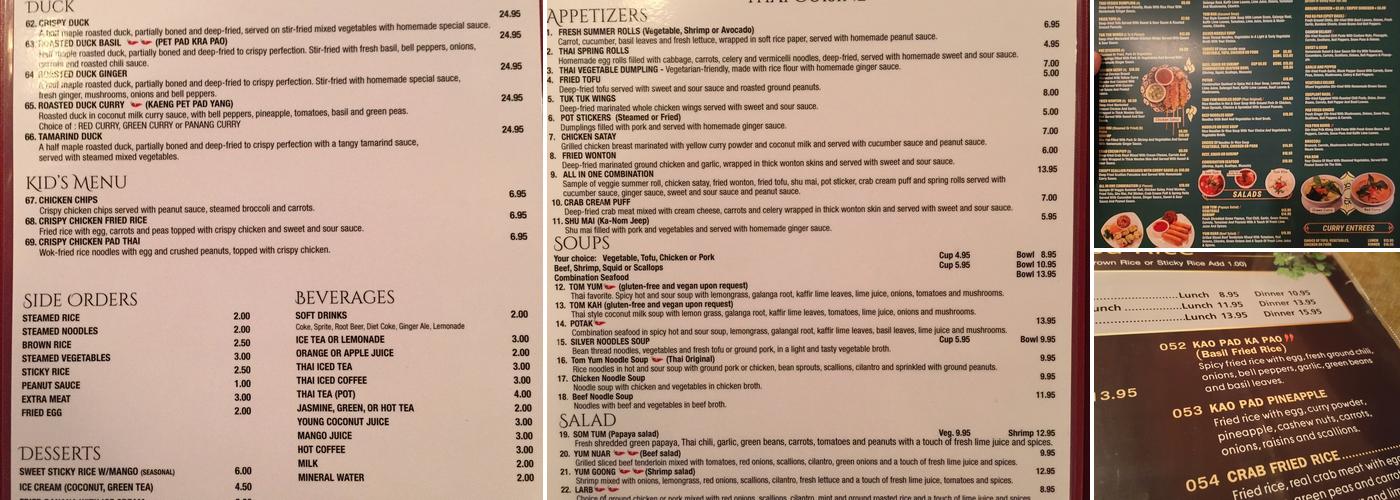 Tuk Tuk Thai Cuisine Menu