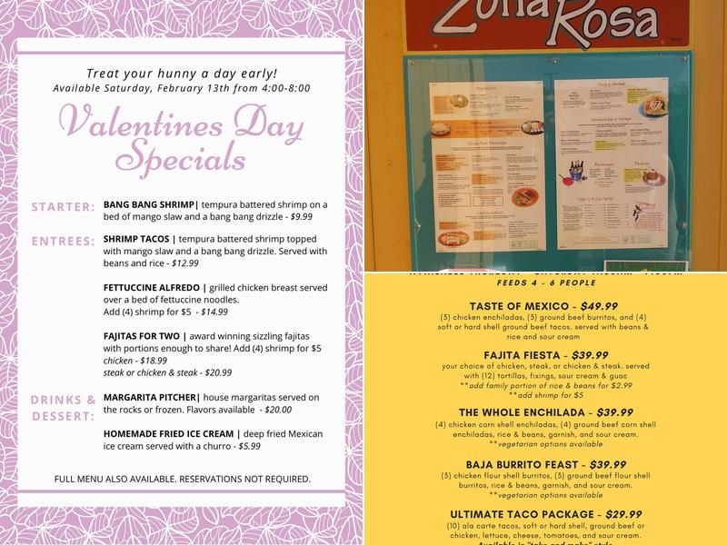Cafe Zona Rosa Menu
