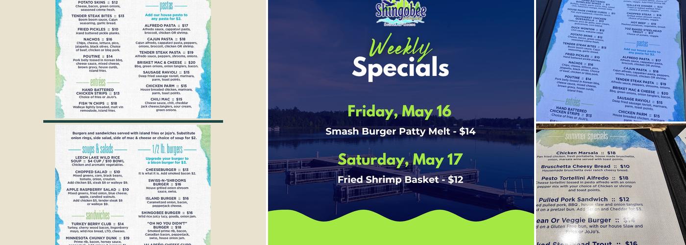 Shingobee on the bay Menu