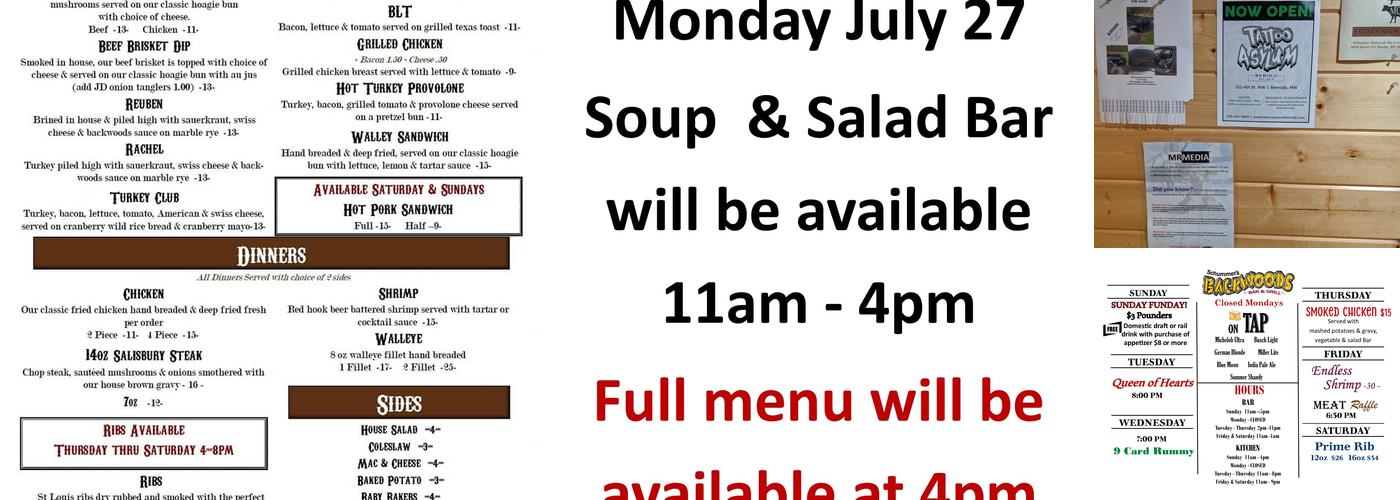 Backwoods Bar & Grill Menu