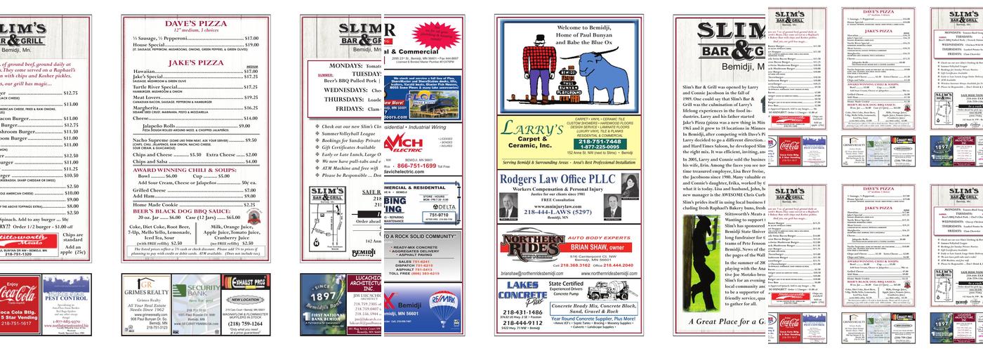 Slim's Bar & Grill Menu