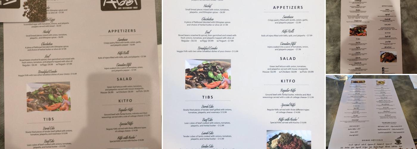 Abol Cafe Menu