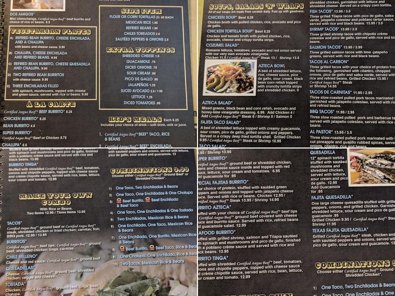 Chupito's Azteca Grille Menu