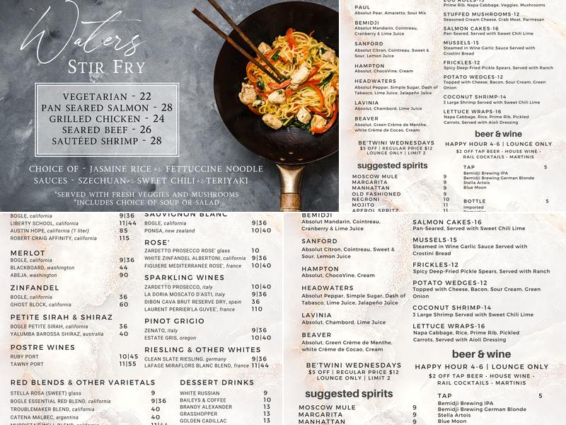 Sparkling Waters Menu