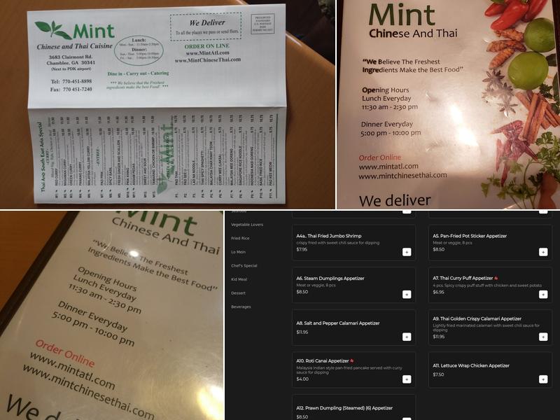 Mint Chinese & Thai Cuisine Menu
