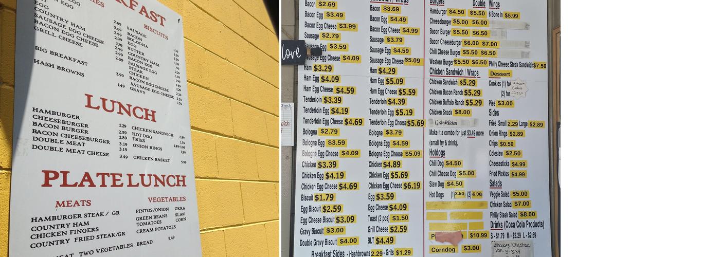 Patrick's Restaurant Menu