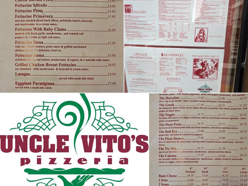 Uncle Vito's Pizza Menu