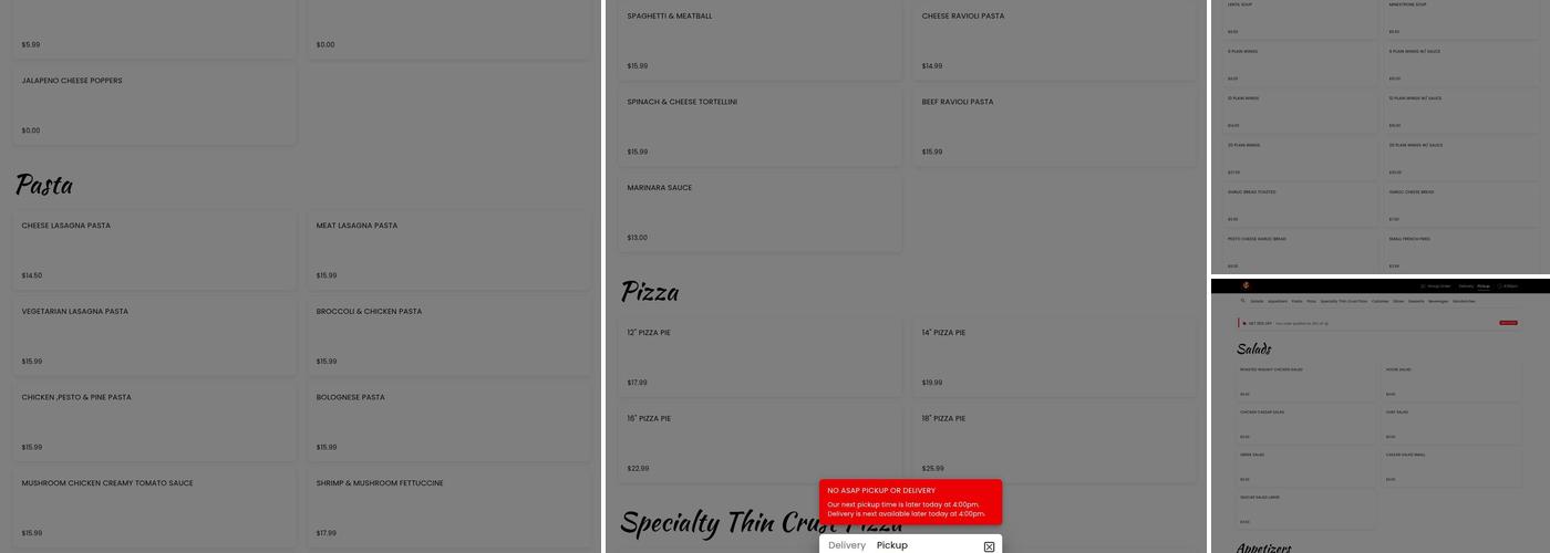 Marina Pizza and Pasta Menu