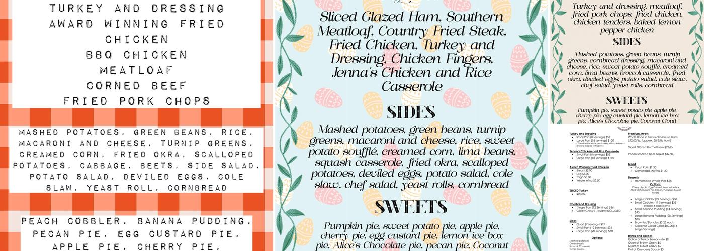 Matthews Cafeteria Menu