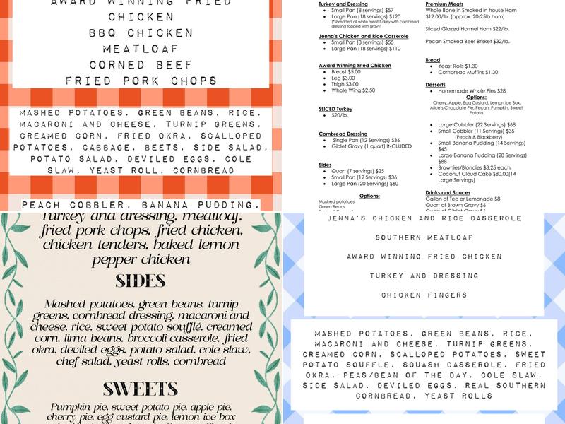 Matthews Cafeteria Menu